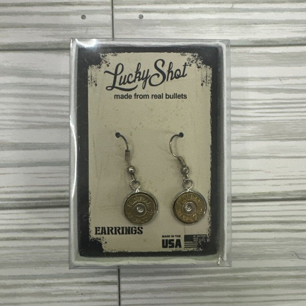 Lucky Shot USA made .38 special bullet earings NEW hand made